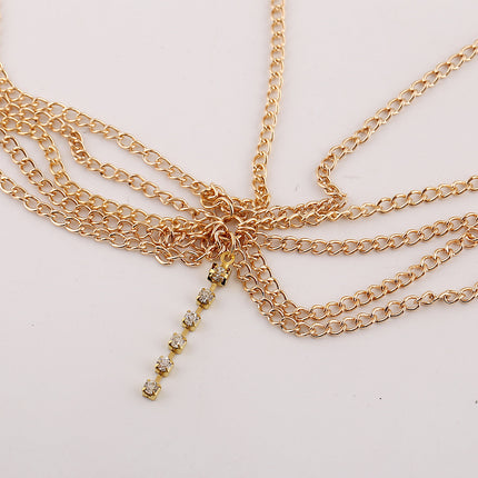 Multi-Layer Tassel Inlaid Diamond Hair Head Chain Hair Accessory - Royalessencelux