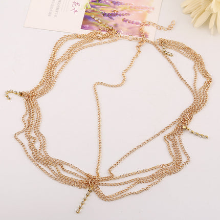 Multi-Layer Tassel Inlaid Diamond Hair Head Chain Hair Accessory - Royalessencelux