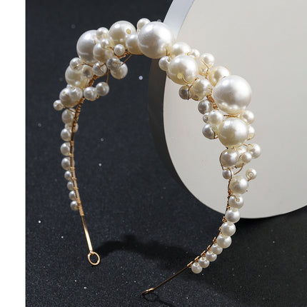 Retro Bridal Headdress Simple Pearl Headband - Royalessencelux