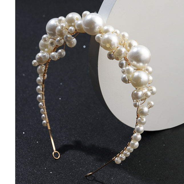 Retro Bridal Headdress Simple Pearl Headband - Royalessencelux