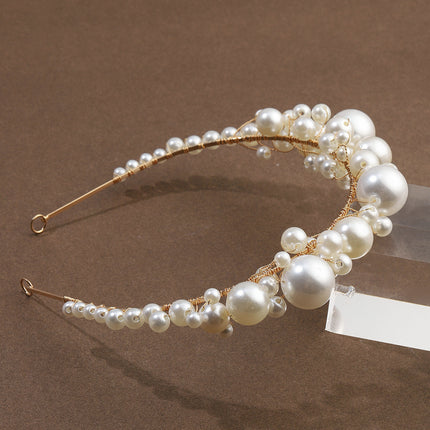 Retro Bridal Headdress Simple Pearl Headband - Royalessencelux