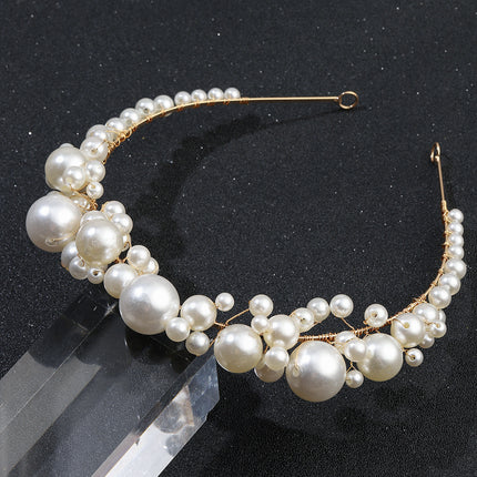 Retro Bridal Headdress Simple Pearl Headband - Royalessencelux