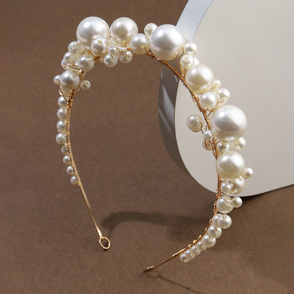 Retro Bridal Headdress Simple Pearl Headband - Royalessencelux
