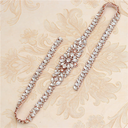 Rhinestone Applique Wedding Dress Waist Jewelry - Royalessencelux