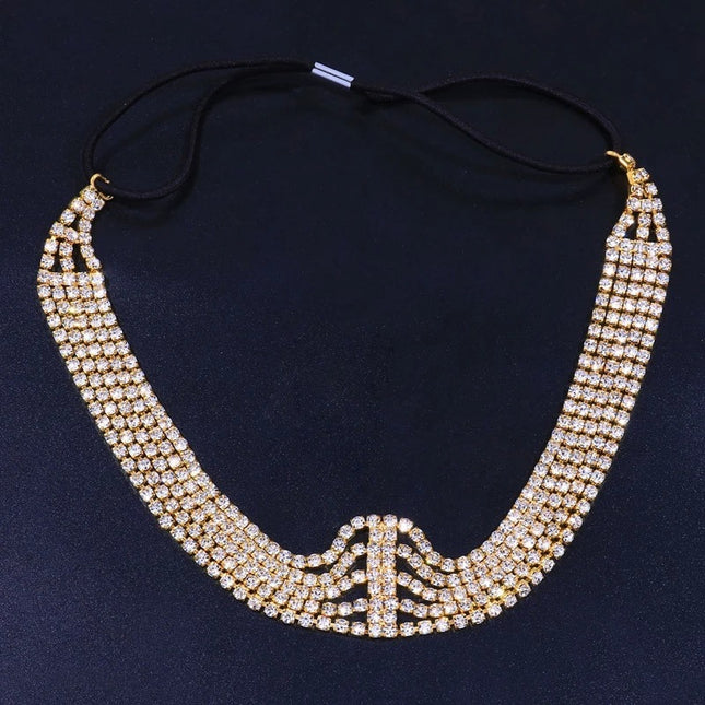 Style Princess Elastic Multi Layered Rhinestone Hair Band Headwear Holiday Gift Hair Accessories - Royalessencelux