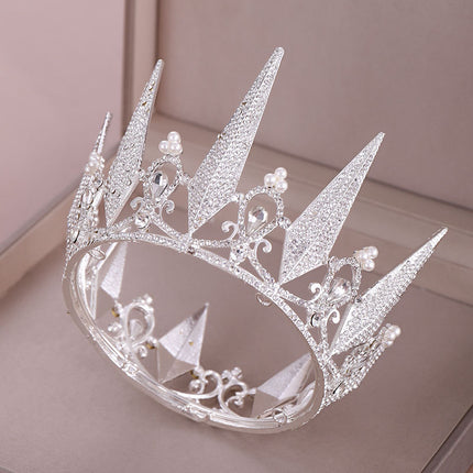 The Whole Circle Full Of Diamonds Crystal Big Crown Wedding Headdress - Royalessencelux