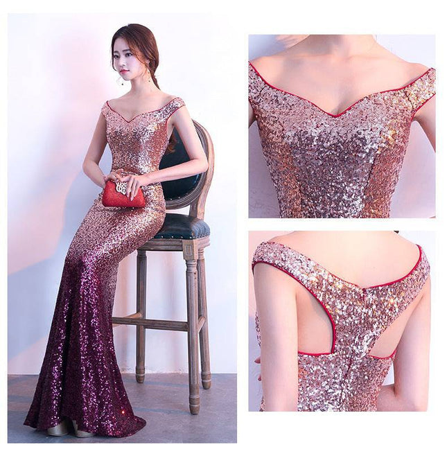 Long Slim Fit Fashion Host Dress Gown - Royalessencelux