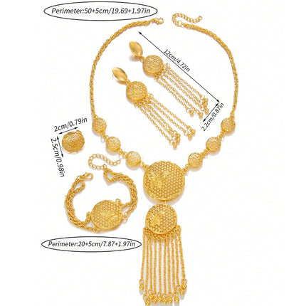 1 Set Of Fashionable And Gorgeous Butterfly Middle East Set, Wedding Decoration Necklace, Earrings, Bracelets, Ring Set For Women - Royalessencelux