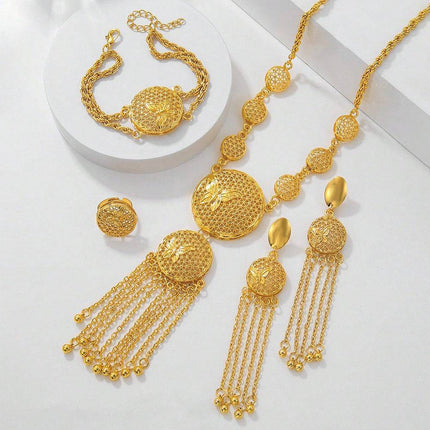 1 Set Of Fashionable And Gorgeous Butterfly Middle East Set, Wedding Decoration Necklace, Earrings, Bracelets, Ring Set For Women - Royalessencelux