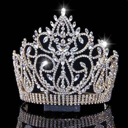 European And American Bridal Crown Luxury Rhinestone Big Crown Headdress - Royalessencelux