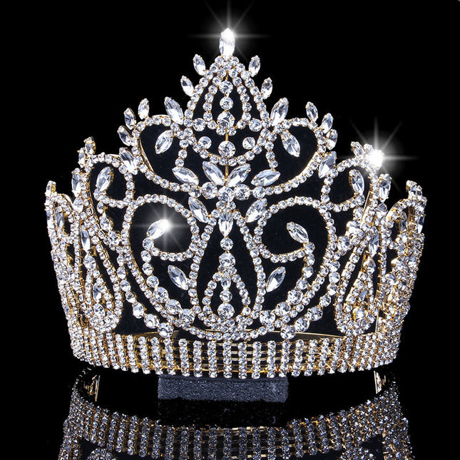 European And American Bridal Crown Luxury Rhinestone Big Crown Headdress - Royalessencelux