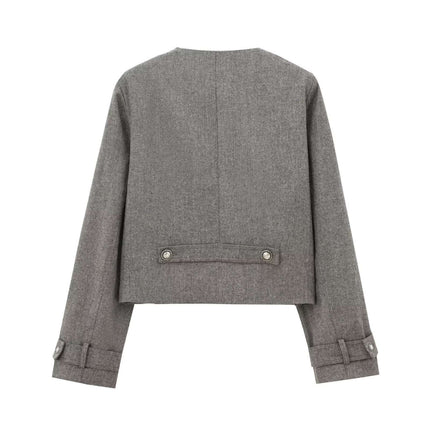 European And American Series Double-breasted Blended Coat Width Pleated Skirt Button Full Cup Plus Size Bra Without Wi Royalessencelux