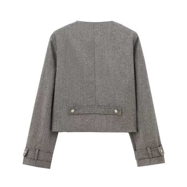 European And American Series Double-breasted Blended Coat Width Pleated Skirt - Royalessencelux