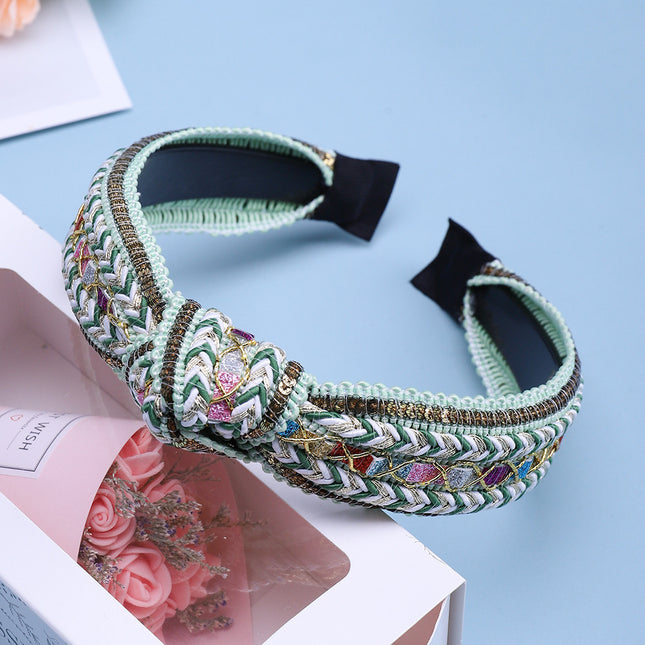 Fabric Knotted Hair Accessories Bohemian Woven Headband - Royalessencelux