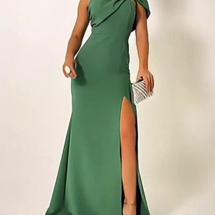 Green Bow Tube Top Evening Dress - Royalessencelux