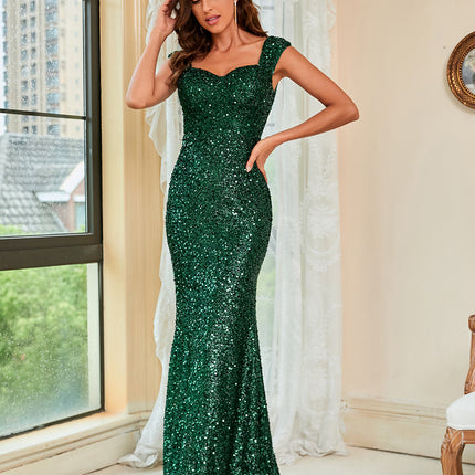 Green Suspenders Mid Waist Party Evening Dress - Royalessencelux