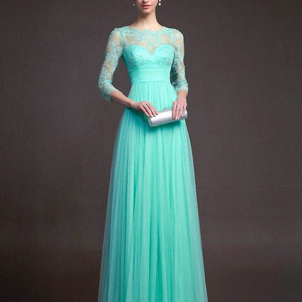 Long sleeve lace see-through dress - Royalessencelux