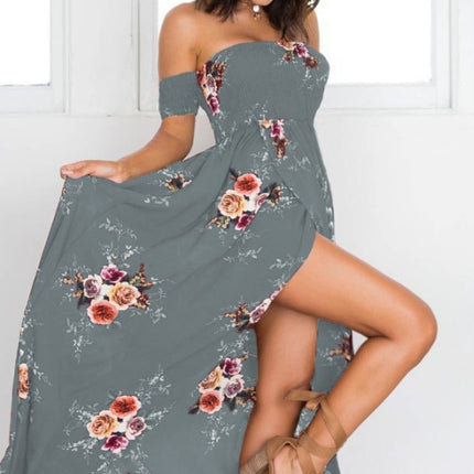 Boho style long dress women Off shoulder beach summer dresses - Royalessencelux