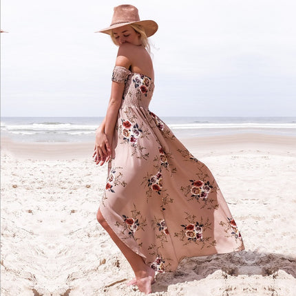 Boho style long dress women Off shoulder beach summer dresses - Royalessencelux