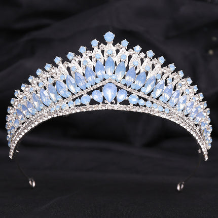 Wedding Birthday Headdress Crown Alloy Inlaid Protein Green Bright Crystal Bride - Royalessencelux