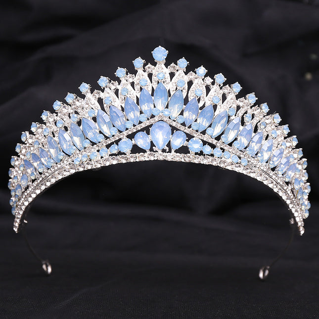 Wedding Birthday Headdress Crown Alloy Inlaid Protein Green Bright Crystal Bride - Royalessencelux