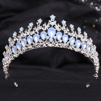 Wedding Birthday Headdress Crown Alloy Inlaid Protein Green Bright Crystal Bride - Royalessencelux