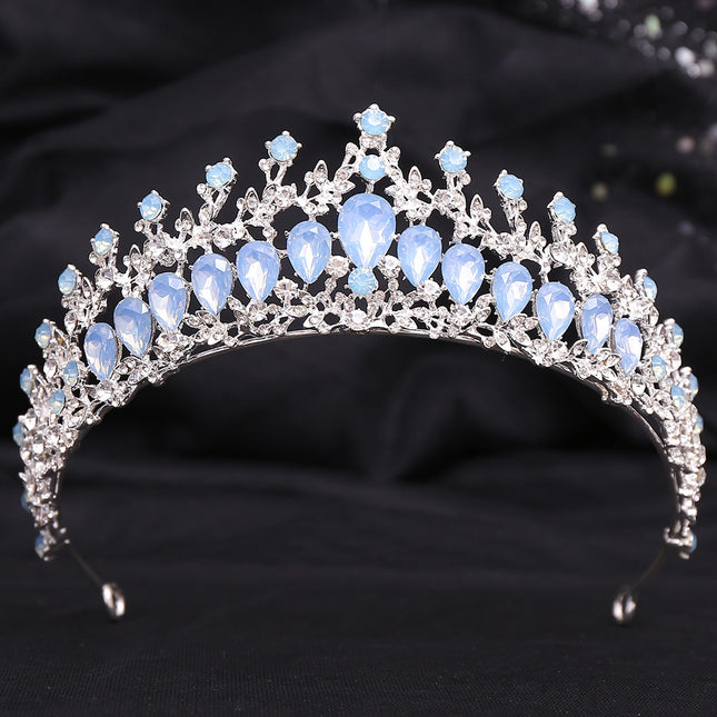 Wedding Birthday Headdress Crown Alloy Inlaid Protein Green Bright Crystal Bride - Royalessencelux