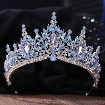 Wedding Birthday Headdress Crown Alloy Inlaid Protein Green Bright Crystal Bride - Royalessencelux