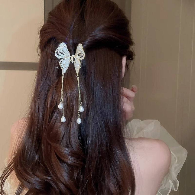 Elegant High-grade Golden Pearl Tassel Hairpin - Royalessencelux