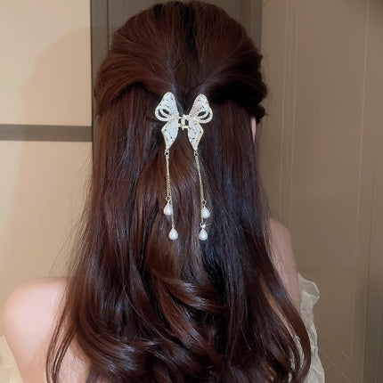 Elegant High-grade Golden Pearl Tassel Hairpin - Royalessencelux