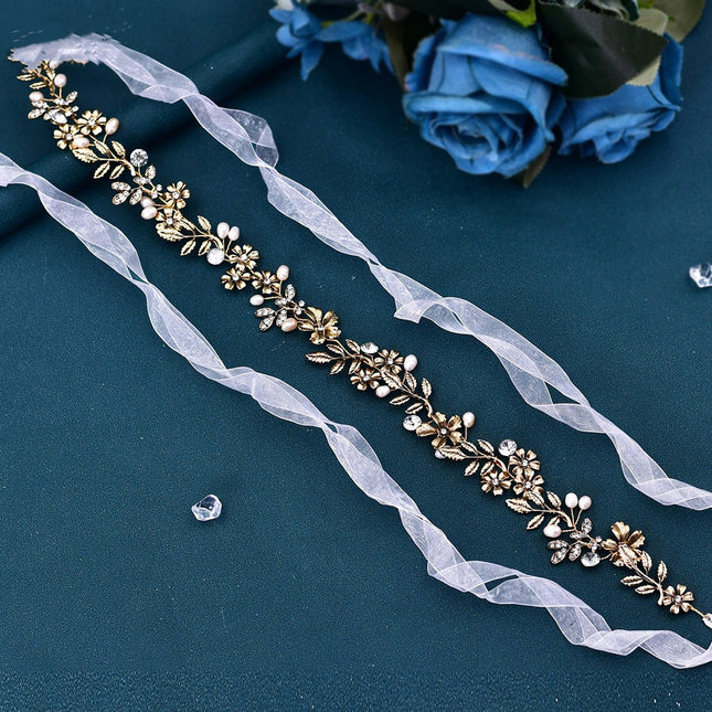 Freshwater Pearl Leaf Design Hair Band - Royalessencelux