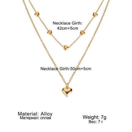Double-layer Heart Pendant Fine Chain Necklace For Women Multilayer Gold Color Metal Necklaces Fashion Jewelry Accessories - Royalessencelux