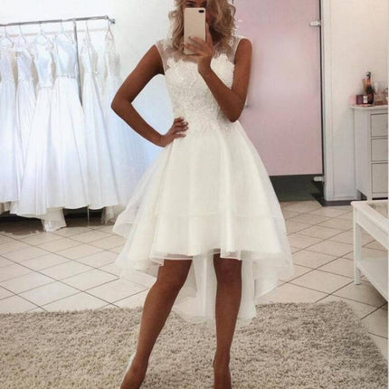 New Style Wedding Dress Short Front And Long Lace Simple Short - Royalessencelux