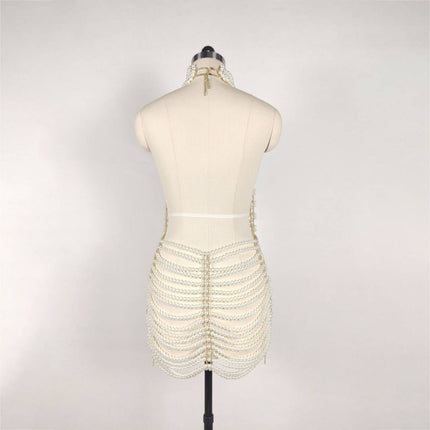 Beaded Halter Fashion Party Banquet Performance Dress - Royalessencelux