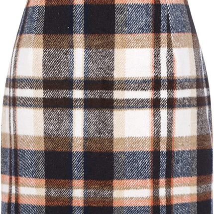 Women's High Waist Plaid Tight Pencil Wool Mini Skirt - Royalessencelux