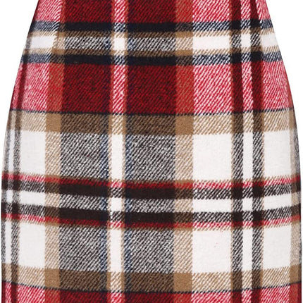 Women's High Waist Plaid Tight Pencil Wool Mini Skirt - Royalessencelux