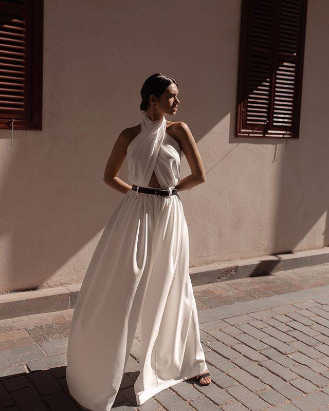 Polyester Women's Sexy Sleeveless Halter Backless Jumpsuit - Royalessencelux