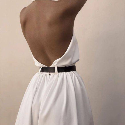 Polyester Women's Sexy Sleeveless Halter Backless Jumpsuit - Royalessencelux