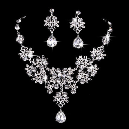 Butterfly Big Water Drop Necklace Earring Set Wedding - Royalessencelux