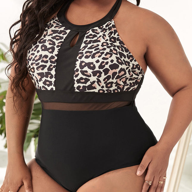 Plus Size Leopard Print Bikini Swimsuit For Women - Royalessencelux