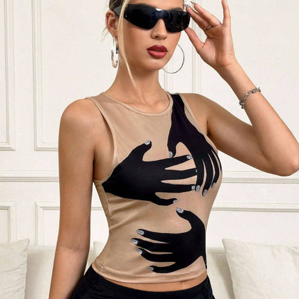 Y2K Printed Tank Vest INS Fashion Streetwear Round Neck Sleeveless Top Summer Women's Clothing - Royalessencelux