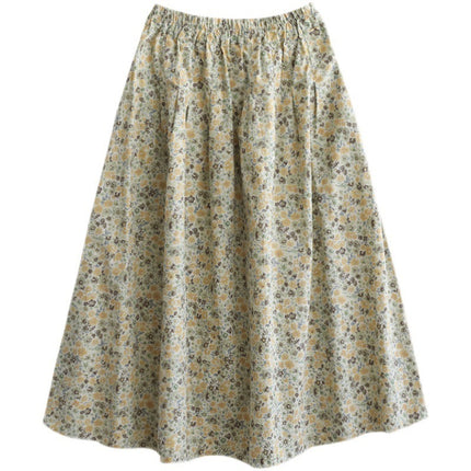 Artistic Floral Washed Cotton Sweet Neighbor's Beautiful Printed Skirt - Royalessencelux
