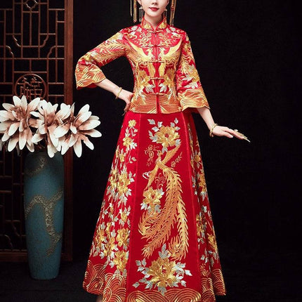 Chinese Dragon And Phoenix Gown A Chaplet And Official Robes Xiuhe Dress - Royalessencelux