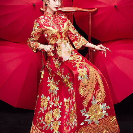 Chinese Dragon And Phoenix Gown A Chaplet And Official Robes Xiuhe Dress - Royalessencelux