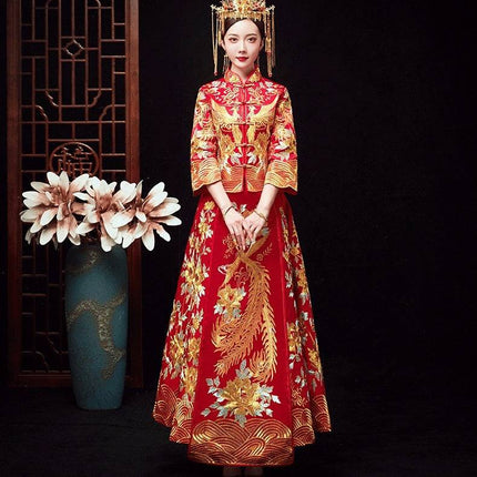 Chinese Dragon And Phoenix Gown A Chaplet And Official Robes Xiuhe Dress - Royalessencelux