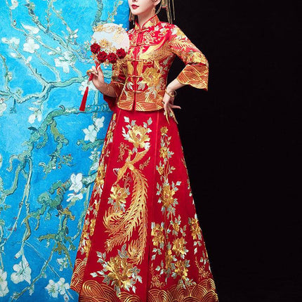 Chinese Dragon And Phoenix Gown A Chaplet And Official Robes Xiuhe Dress - Royalessencelux