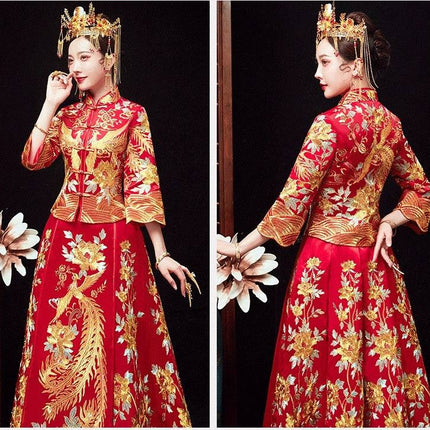 Chinese Dragon And Phoenix Gown A Chaplet And Official Robes Xiuhe Dress - Royalessencelux