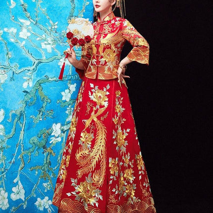 Chinese Dragon And Phoenix Gown A Chaplet And Official Robes Xiuhe Dress - Royalessencelux