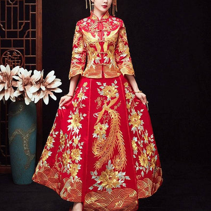 Chinese Dragon And Phoenix Gown A Chaplet And Official Robes Xiuhe Dress - Royalessencelux