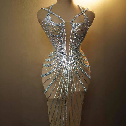 Rhinestone Feather Dress Banquet Women's Clothing - Royalessencelux